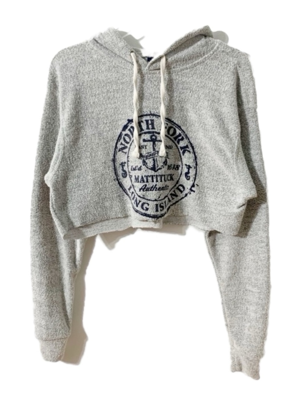 MV Sport Cropped Graphic Logo Hooded Sweatshirt North Fork Long Island